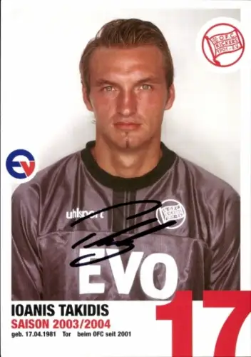 Autogrammkarte Fußballer Ioanis Takidis, Kickers Offenbach, Autogramm
