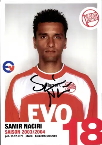 Autogrammkarte Fußballer Samir Naciri, Kickers Offenbach, Autogramm