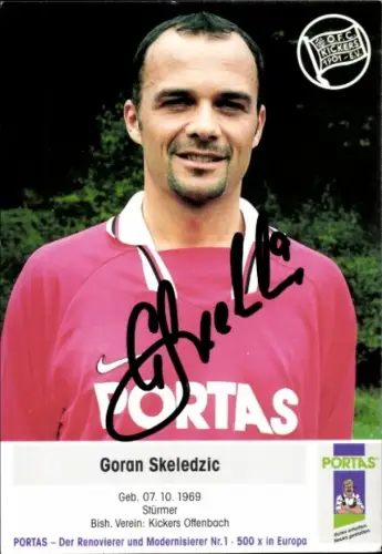 Autogrammkarte Fußballer Goran Skeledzic, Kickers Offenbach, Autogramm