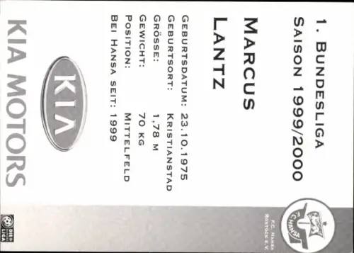 Autogrammkarte Fußballer Marcus Lantz, FC Hansa Rostock, Autogramm