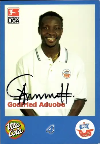 Autogrammkarte Fußballer Godfried Aduobe, FC Hansa Rostock, Autogramm