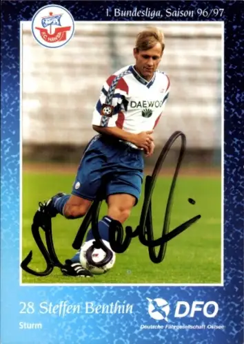 Autogrammkarte Fußballer Steffen Benthin, FC Hansa Rostock, Autogramm