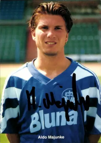 Autogrammkarte Fußballer Aldo Majunke, FC Hansa Rostock, Autogramm
