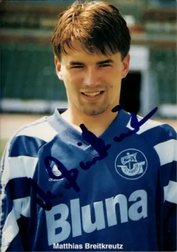 Autogrammkarte Fußballer Matthias Breitkreutz, FC Hansa Rostock, Autogramm