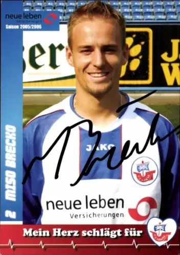 Autogrammkarte Fußballer Miso Brecko, FC Hansa Rostock, Autogramm