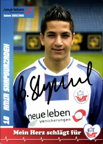 Autogrammkarte Fußballer Amir Shapourzadeh, FC Hansa Rostock, Autogramm