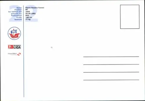 Autogrammkarte Fußballer Flavio, FC Hansa Rostock, Autogramm