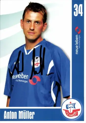 Autogrammkarte Fußballer Anton Müller, FC Hansa Rostock, Autogramm