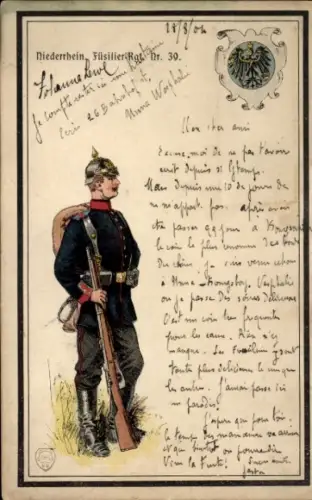 Litho Niederrheinisches Füsilier-Regiment Nr. 39, Soldat