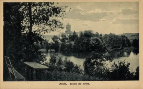 Ak Łagów Lagow Neumark Ostbrandenburg, Schloss und Kirche