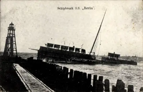 Ak Rotterdam Südholland Niederlande, Schipbreuk SS Berlin, Schiffbruch
