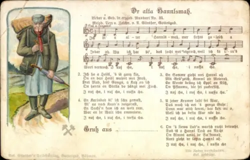 Lied Ak Anton Günther, Dr alta Hannlsmah, erzgebirgische Mundart Nr. 31