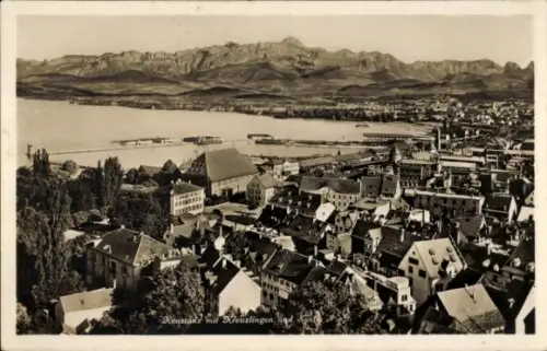 Ak Konstanz am Bodensee, Blick auf  Kreuzlingen, Bodensee, Berge im Hintergrund