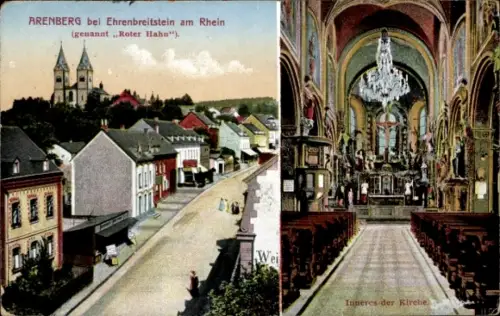 Ak Arenberg Koblenz am Rhein, Arenberg, Ehrenbreitstein am Rhein, Kirche, Innenansicht