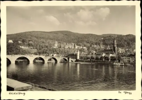 Ak Heidelberg am Neckar, Panorama, Brücke