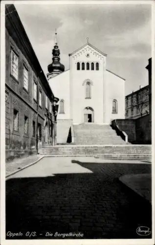 Ak Opole Oppeln Schlesien, Die Bergelkirche,  Straße, Gebäude