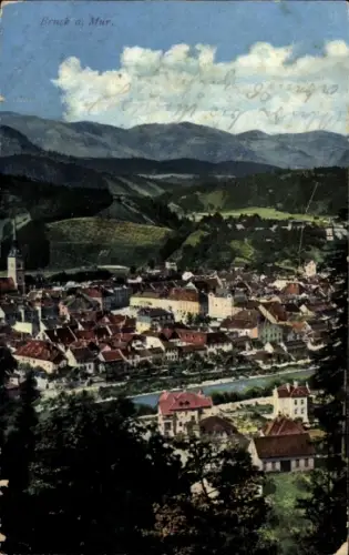 Ak Bruck an der Mur Steiermark, Blick auf  Berge im Hintergrund, farbenfrohe 