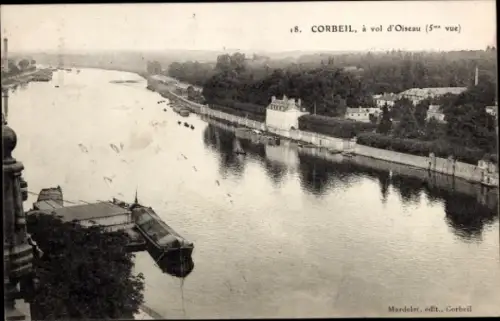 Ak Corbeil Essonne,  Flussansicht, Boote, 5. Ansicht