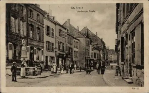Ak St. Avold Lothringen Moselle,  Homburger Straße, Geschäfte, Menschen, Hund