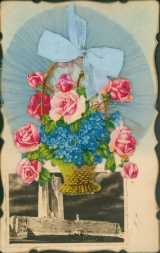 Material Ak Givenchy en Gohelle Pas de Calais, Denkmal, Blumenkorb