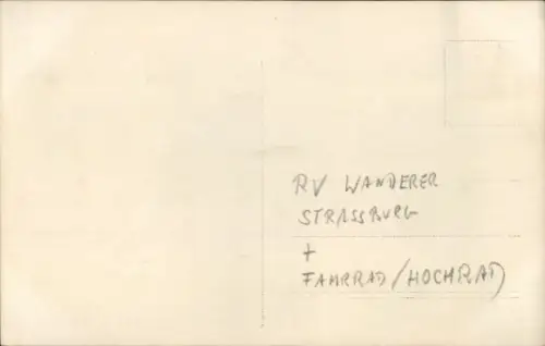 Foto Ak Straßburg Elsass Bas Rhin, RV Wanderer, Fahrrad, Hochrad