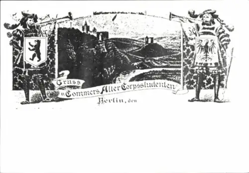 Studentika Ak Berlin, Commers Alter Corpsstudenten, Panorama Kösen, Wappen
