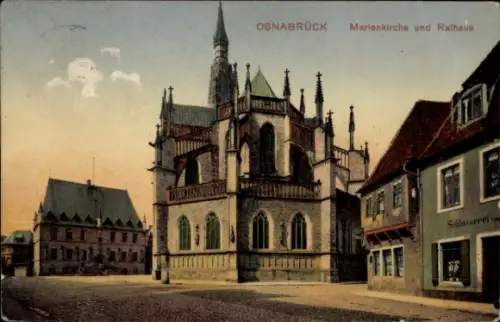 Ak Osnabrück in Niedersachsen,  Marienkirche, Rathaus, Schlosserei