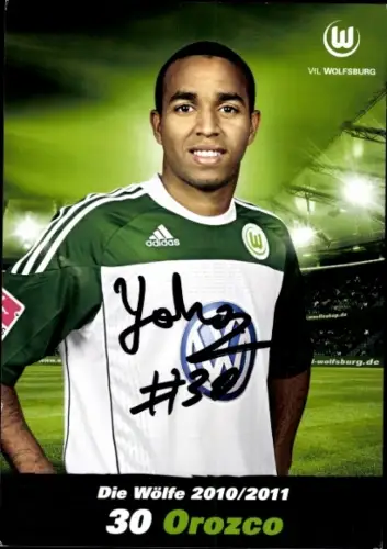 Autogrammkarte Fußballer Yohandry Orozco, VfL Wolfsburg, Autogramm
