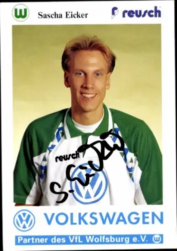 Autogrammkarte Fußballer Sascha Eicker, VfL Wolfsburg, Autogramm