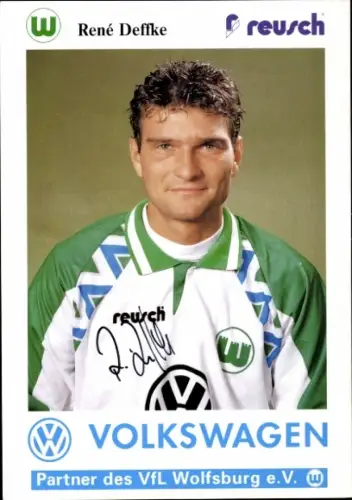 Autogrammkarte Fußballer René Deffke, VfL Wolfsburg, Autogramm
