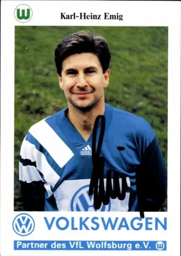 Autogrammkarte Fußballer Karl Heinz Emig, VfL Wolfsburg, Autogramm