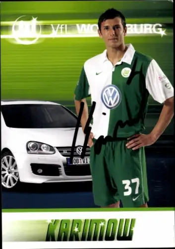Autogrammkarte Fußballer Sergej Karimow, VfL Wolfsburg, Autogramm