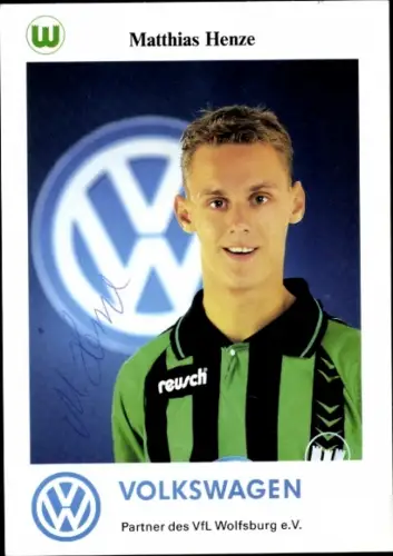 Autogrammkarte Fußballer Matthias Henze, VfL Wolfsburg, Autogramm