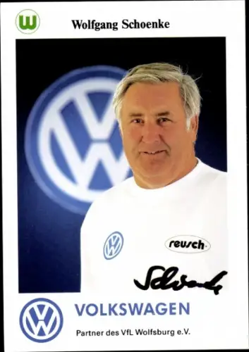 Autogrammkarte Betreuer Wolfgang Schoenke, VfL Wolfsburg, Autogramm