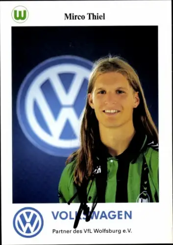 Autogrammkarte Fußballer Mirco Thiel, VfL Wolfsburg, Autogramm