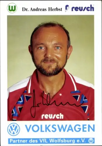 Autogrammkarte Mannschaftsarzt Dr. Andreas Herbst, VfL Wolfsburg, Autogramm