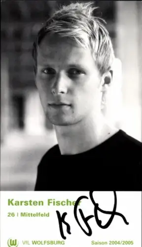 Autogrammkarte Fußballer Karsten Fischer, VfL Wolfsburg, Autogramm