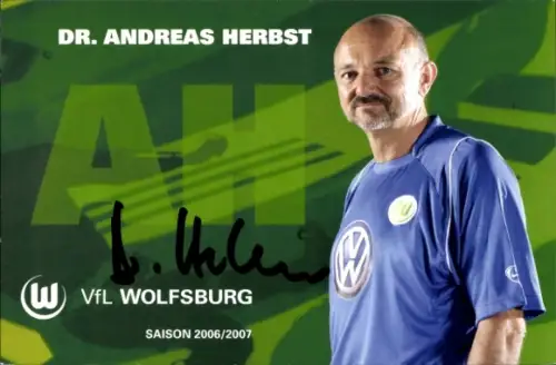 Autogrammkarte Mannschaftsarzt Dr. Andreas Herbst, VfL Wolfsburg, Autogramm
