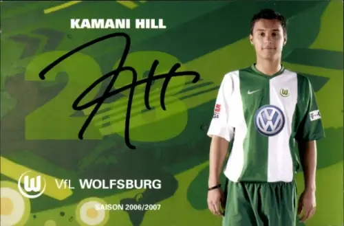 Autogrammkarte Fußballer Kamani Hill, VfL Wolfsburg, Autogramm
