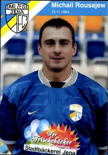 Autogrammkarte Fußballer Michail Rousajew, FC Carl Zeiss Jena, Autogramm