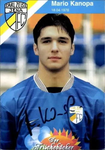 Autogrammkarte Fußballer Mario Kanopa, FC Carl Zeiss Jena, Autogramm