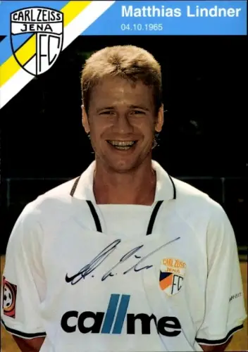 Autogrammkarte Fußballer Matthias Lindner, FC Carl Zeiss Jena, Autogramm