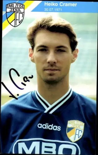 Autogrammkarte Fußballer Heiko Cramer, FC Carl Zeiss Jena, Autogramm