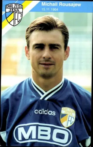 Autogrammkarte Fußballer Michail Rousajew, FC Carl Zeiss Jena, Autogramm