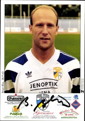 Autogrammkarte Fußballer Brian Bliss, FC Carl Zeiss Jena, Autogramm