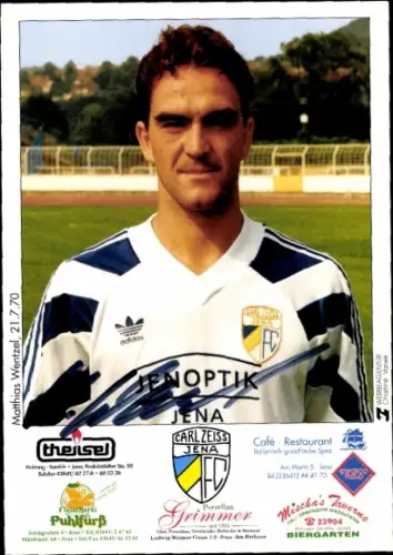 Autogrammkarte Fußballer Matthias Wentzel, FC Carl Zeiss Jena, Autogramm