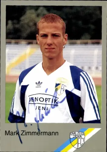 Autogrammkarte Fußballer Mark Zimmermann, FC Carl Zeiss Jena, Autogramm