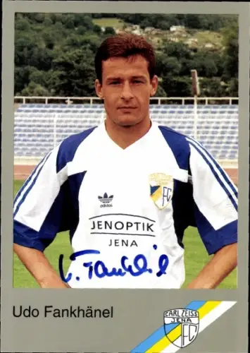 Autogrammkarte Fußballer Udo Fankhänel, FC Carl Zeiss Jena, Autogramm