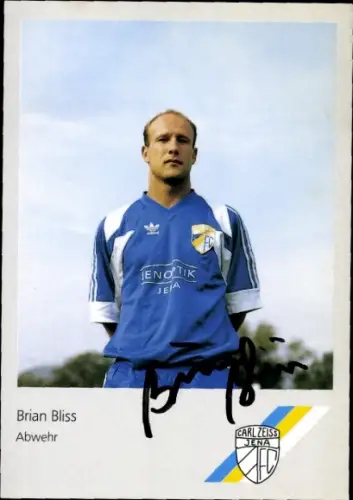 Autogrammkarte Fußballer Brian Bliss, FC Carl Zeiss Jena, Autogramm