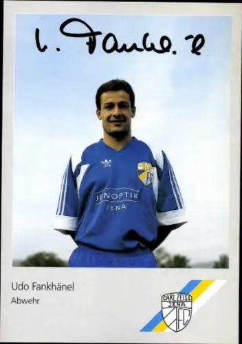 Autogrammkarte Fußballer Udo Fankhänel, FC Carl Zeiss Jena, Autogramm